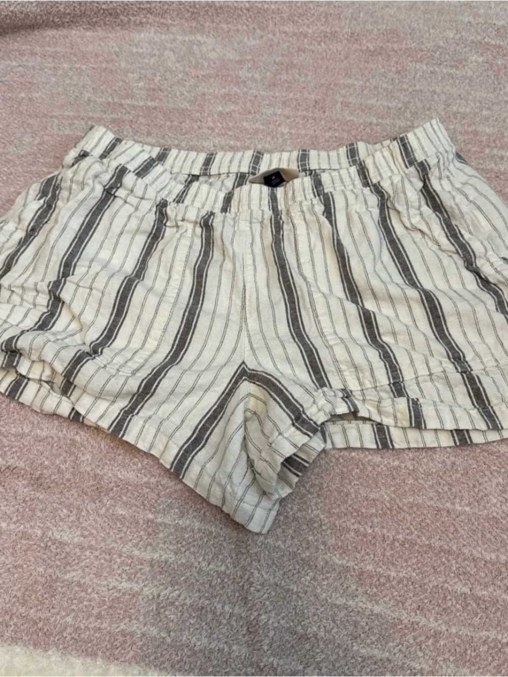 Universal Thread Cream and Black Striped Athletic Shorts